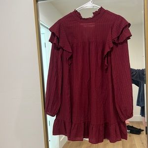 Wild fable medium burgundy mini dress with drill sleeves